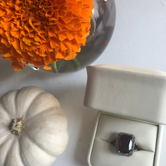 Ruby, White Sapphire and Silver Ring, Size 4.75 - Picture 2 of 7